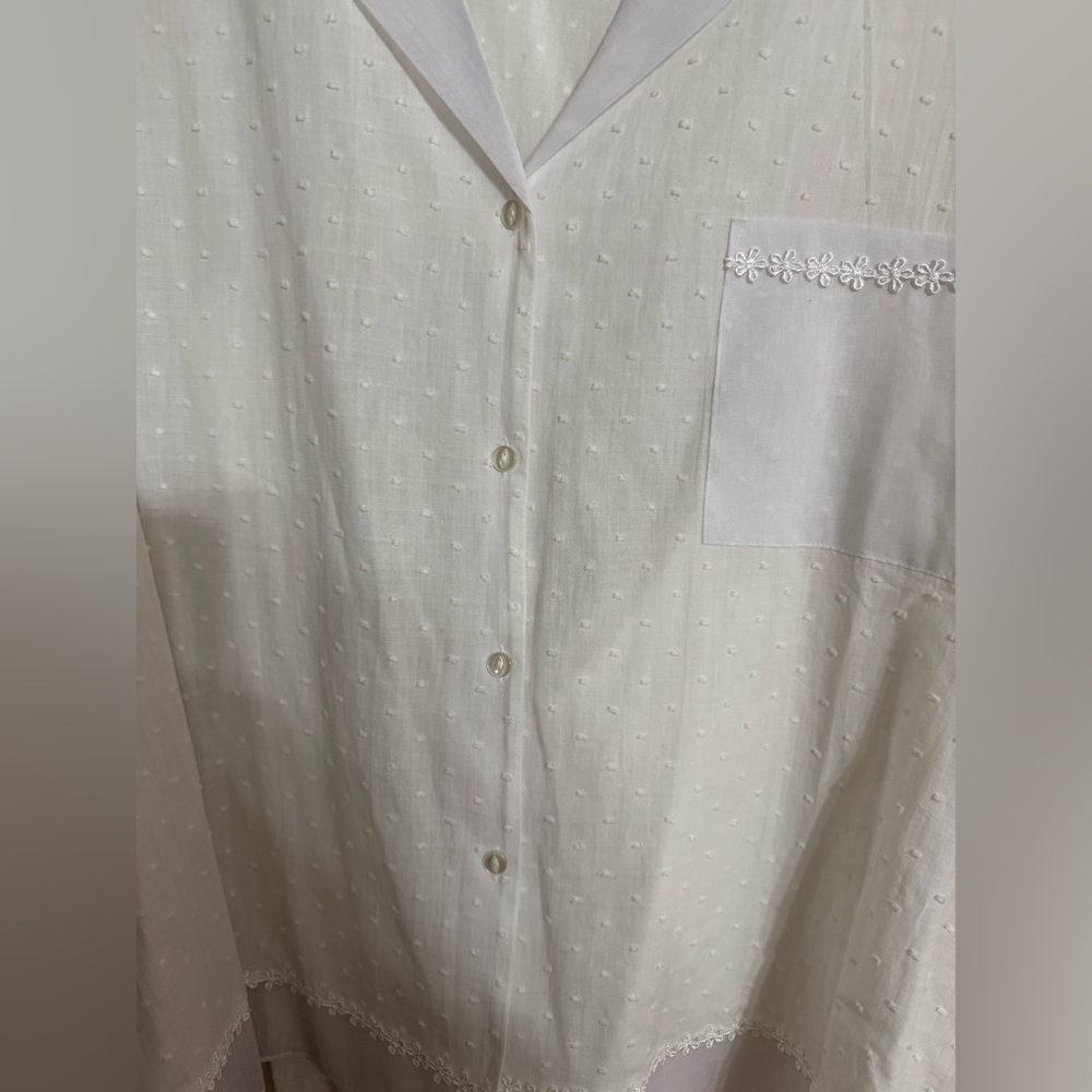 NEW!! Oscar de la Renta White Classic Pajama Set - Picture 4 of 6